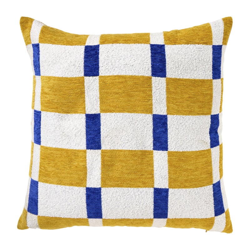 Kussen vlakken - geel/blauw - 45x45 cm