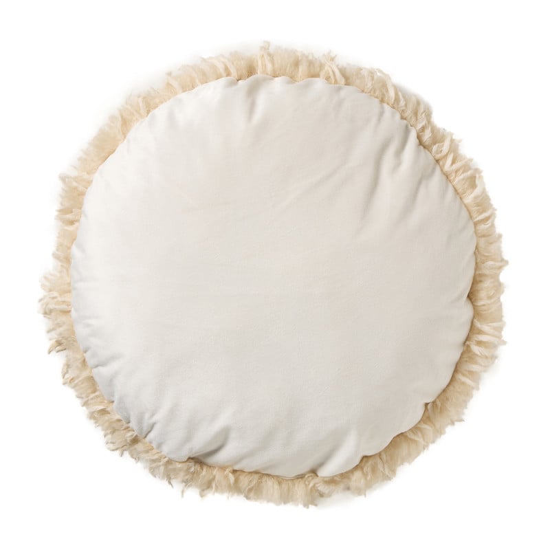 Kussen harig rond - beige - ø40 cm