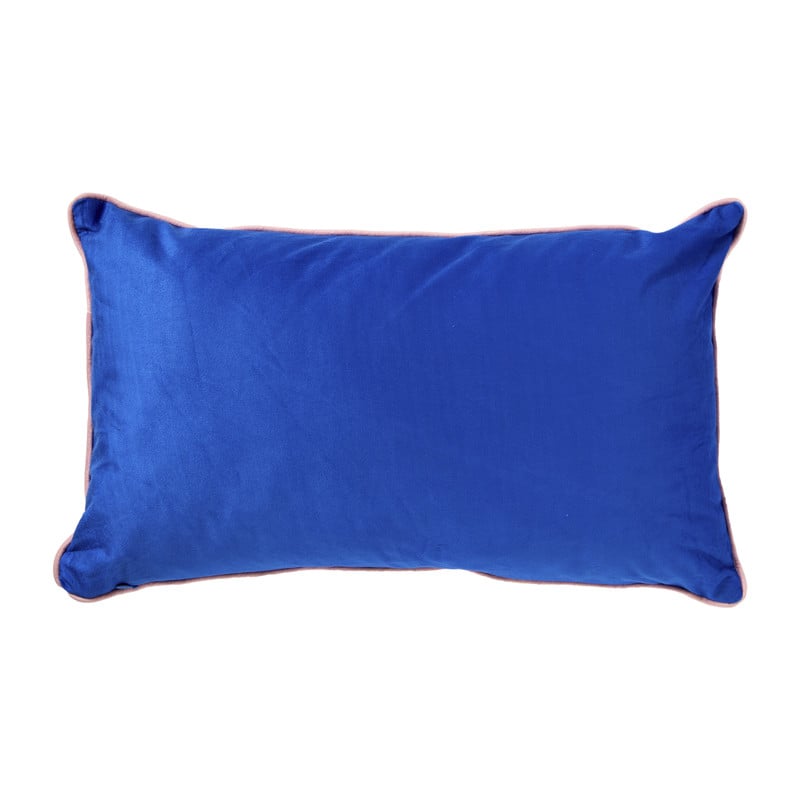 Kussen bloem - blauw/roze - 30x50cm