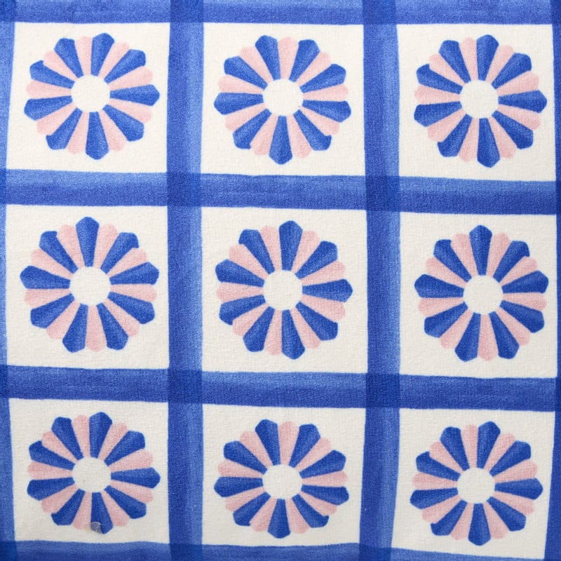 Kussen bloem - blauw/roze - 30x50cm