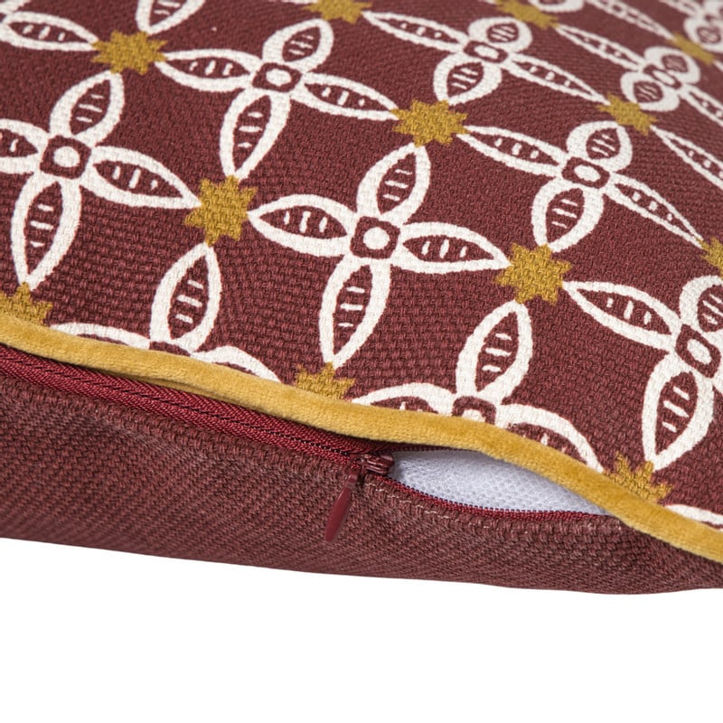 Kussen bloemen - rood/geel - 45x45 cm