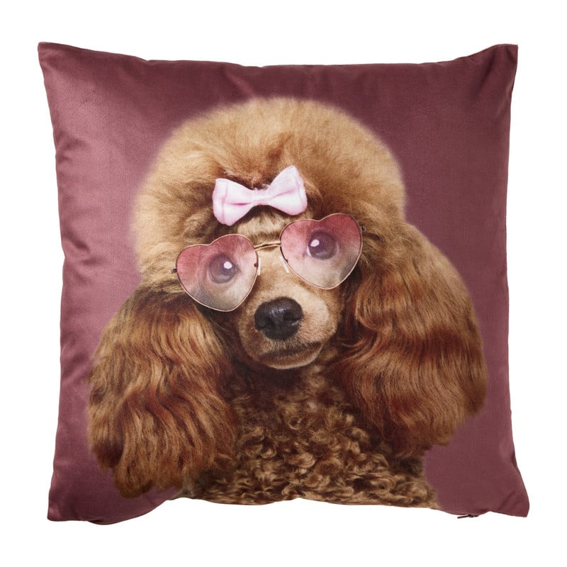 Kussen poedel - roze - 45x45 cm