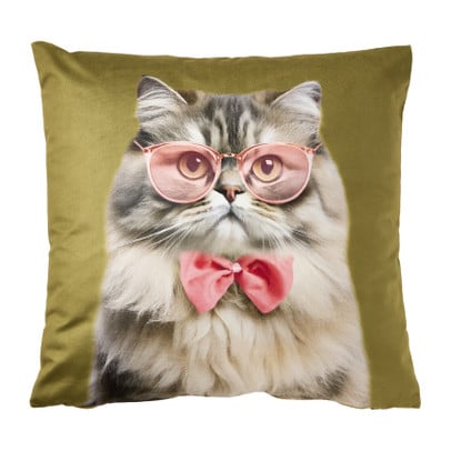 Kussen kat - groen - 45x45 cm