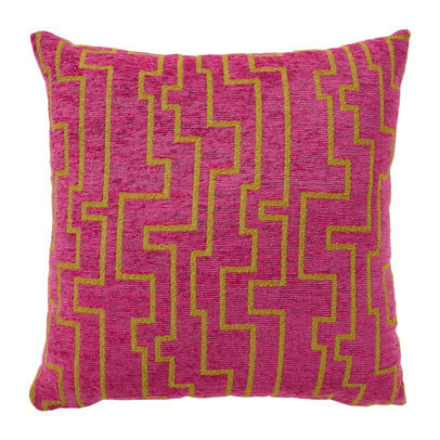 Kussen lijnen - roze/geel - 45x45 cm