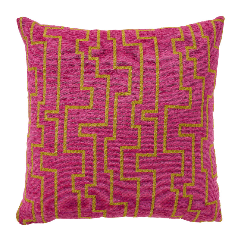 Kussen lijnen - roze/geel - 45x45 cm
