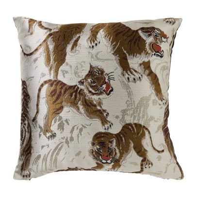 Kussen tijger metallic - zilverkleurig - 45x45 cm