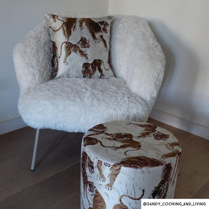 Kussen tijger metallic - zilverkleurig - 45x45 cm