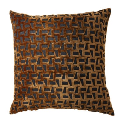 Kussen velvet geblokt - bruin - 45x45 cm