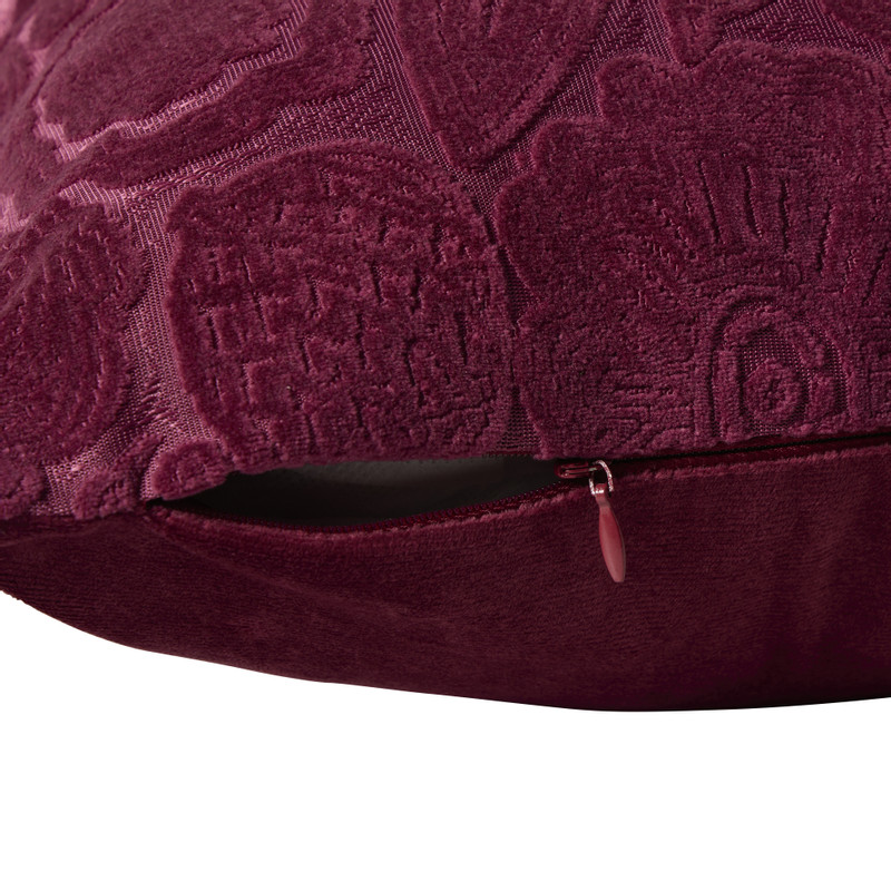 Kussen bloemenprint - bordeaux rood - 45x45 cm 