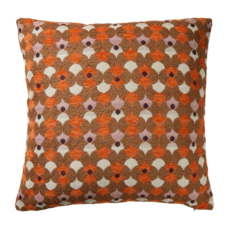 Kussen chenille jacquard - roze/paars - 45x45 cm