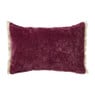 Kussen chenille met franjes - bordeaux rood - 35x50 cm 
