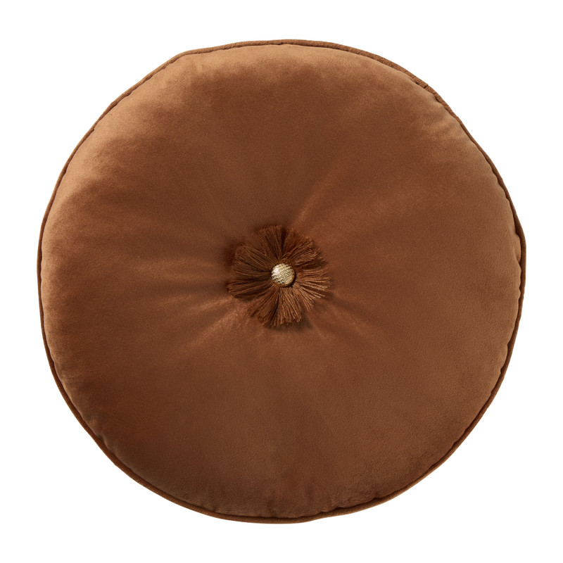 Kussen rond - bruin - ø33 cm