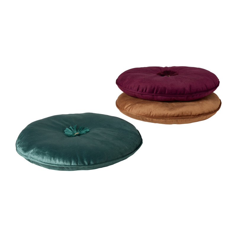 Kussen rond - bruin - ø33 cm