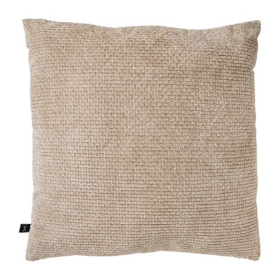 Kussen geblokt groot - beige - 60x60 cm