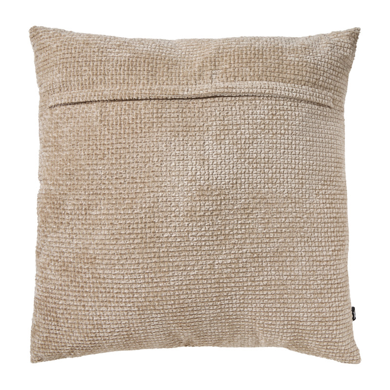 Kussen geblokt groot - beige - 60x60 cm 