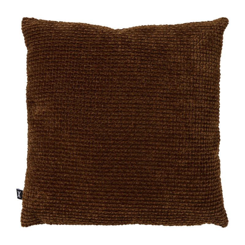Kussen geblokt klein - bruin - 45x45 cm 