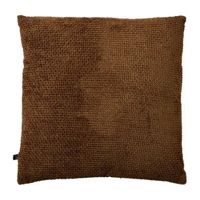 Kussen geblokt groot - bruin - 60x60 cm