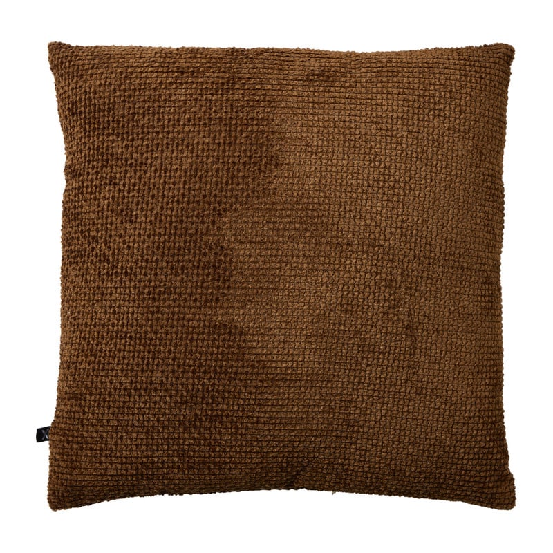 Kussen geblokt groot - bruin - 60x60 cm 