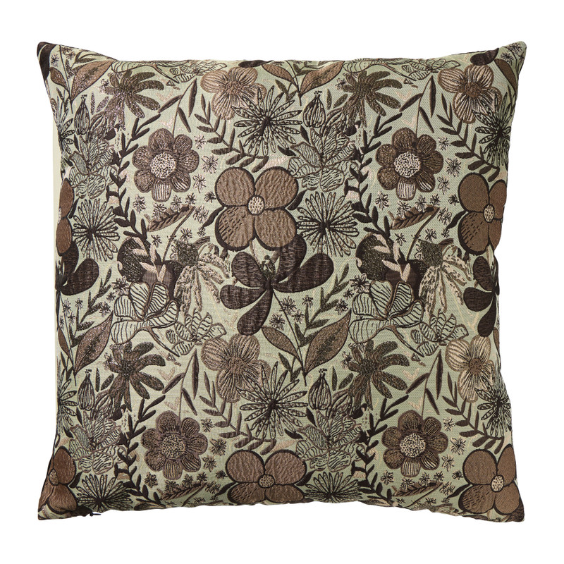 Kussen herfstprint jacquard - bruin/beige - 45x45 cm 
