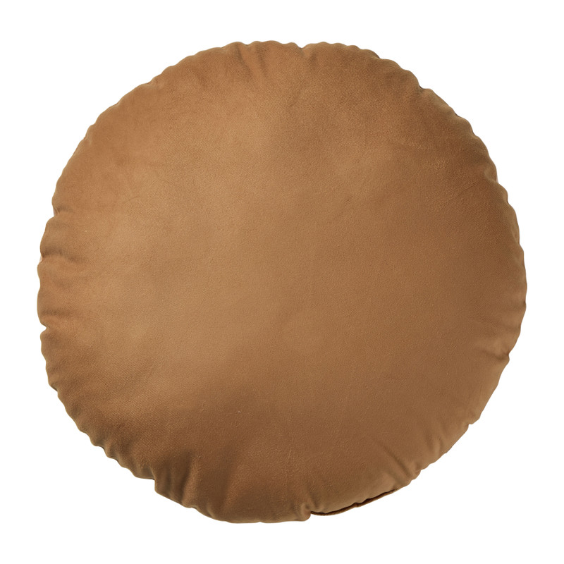 Kussen zonnetje met print - bruin/beige - ø38 cm