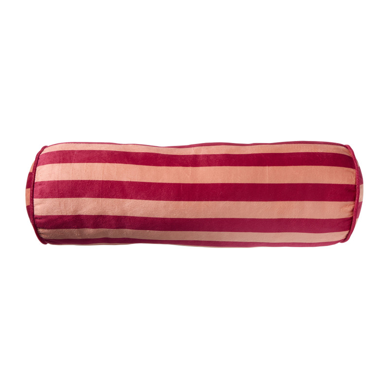 Kussen bolster streep - roze - ø15x45 cm