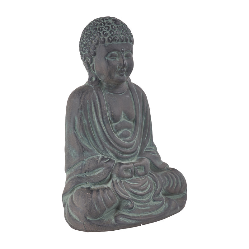 Zittende boeddha - donkergrijs - 30 cm 