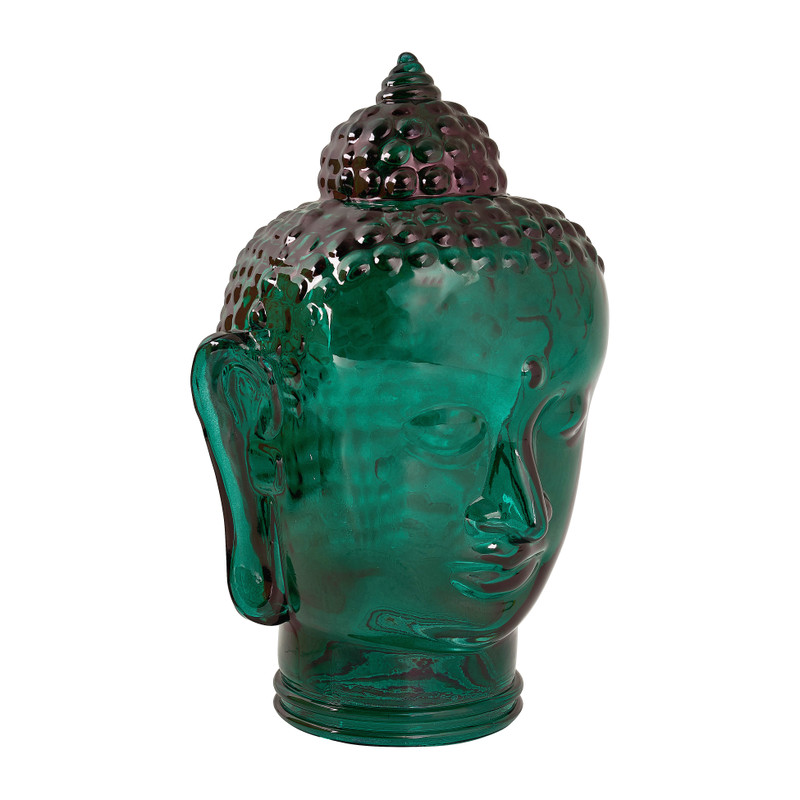 Buddha hoofd glas - groen - 16x14x23 cm