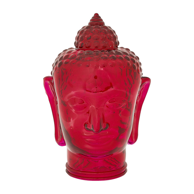 Lang comfortabel vreugde Buddha hoofd glas - roze - 16x14x23 cm | Xenos