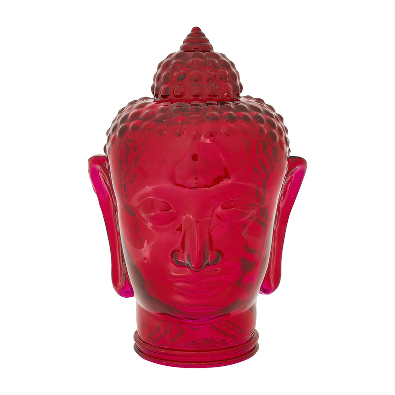 Boeddha hoofd glas - roze - 16x14x23 cm