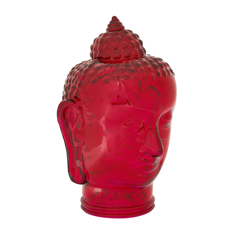 Boeddha hoofd glas - roze - 16x14x23 cm