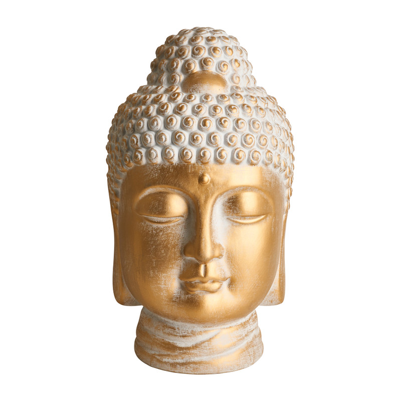 Nathaniel Ward Geloofsbelijdenis De Alpen Boeddha hoofd XL - goud - 23x23x40 cm | Xenos