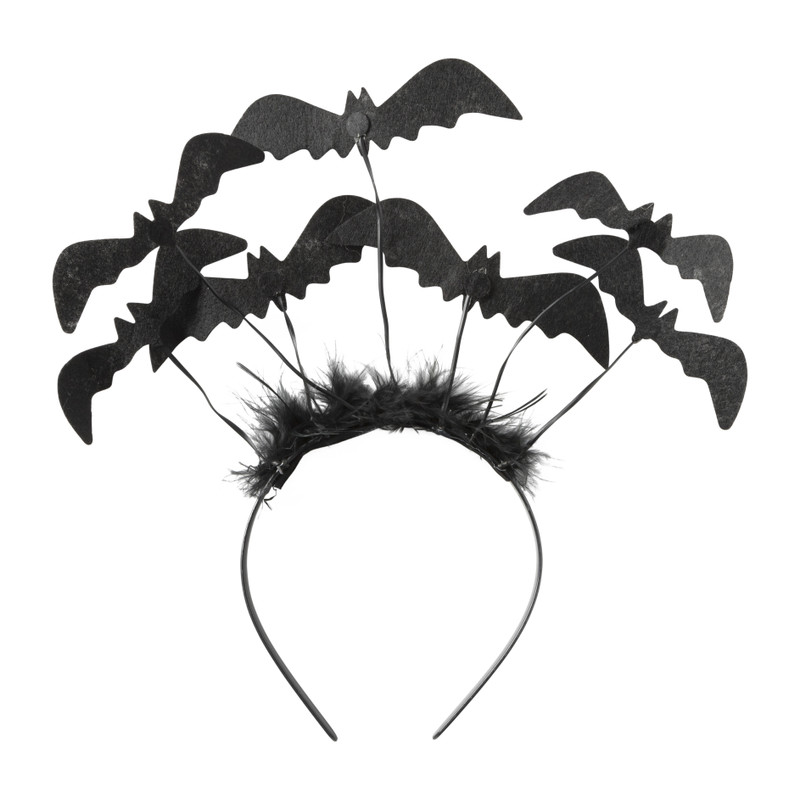 Haarband vleermuis - zwart - 14.5x13 cm