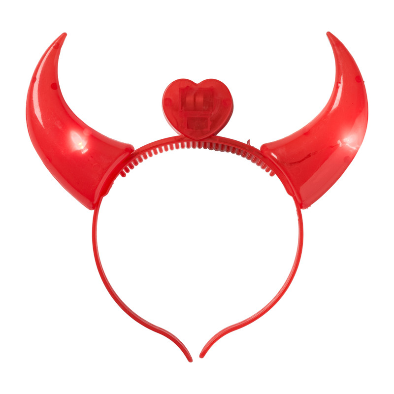 Haarband duivel led - rood - 18x20 cm