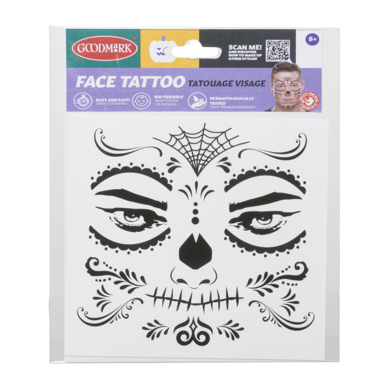 Tattoo gezicht - diverse varianten - 14x18x0.1 cm