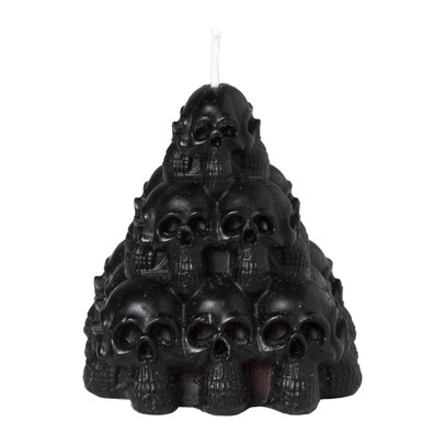 Bloedende kaars skelet pyramide - zwart - 7x7x7 cm