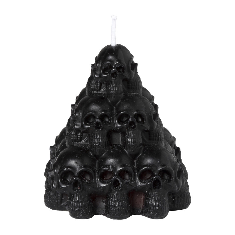 Bloedende kaars skelet pyramide - zwart - 7x7x7 cm