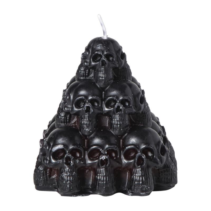 Bloedende kaars skelet pyramide - zwart - 7x7x7 cm