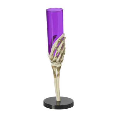 Flute skelethand paars - plastic - ø6.5x21 cm