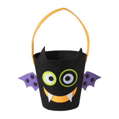 Halloween emmer vleermuis - vilt - ø22x26 cm