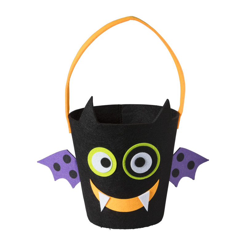 Halloween emmer vleermuis - vilt - ø22x26 cm