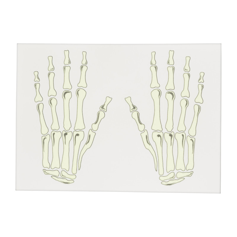 Glow in the dark tattoo handen skelet - 18 cm
