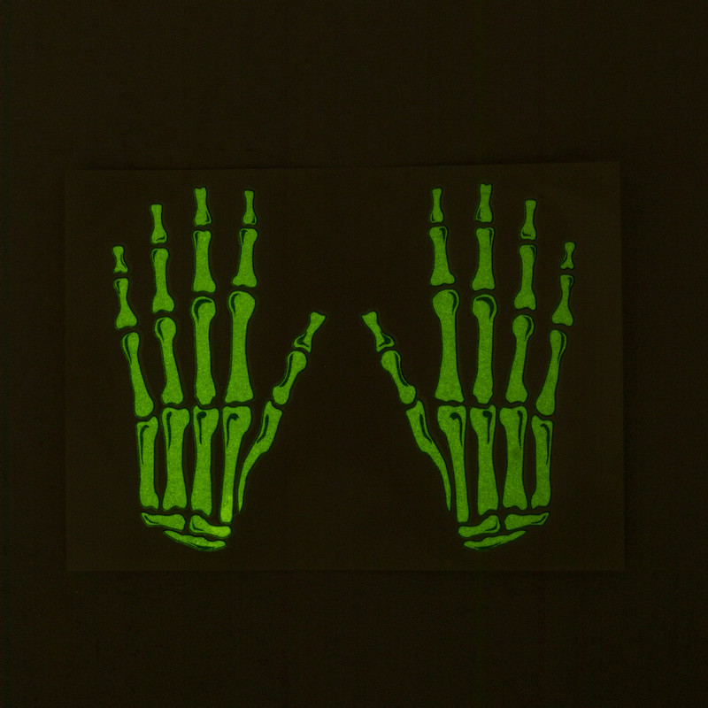 Glow in the dark tattoo handen skelet - 18 cm