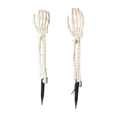 Skelet handen met LED-lampjes - wit - 46 cm
