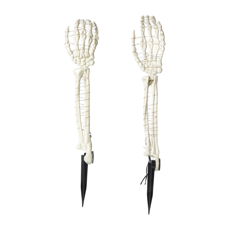 Skelet handen met LED-lampjes - wit - 46 cm