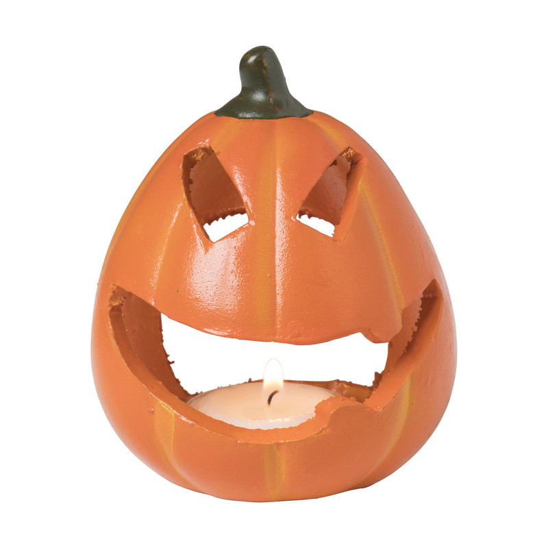 Waxinelichthouder pompoen - diverse varianten - 8x8.5x10 cm 