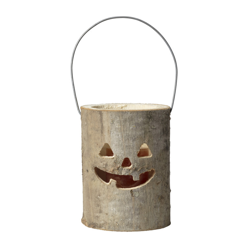 Halloween lantaarn - hout/glas - ø16x18 cm