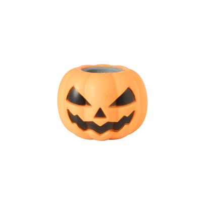 Stressbal pompoen met muis - oranje/grijs - ø6x6 cm