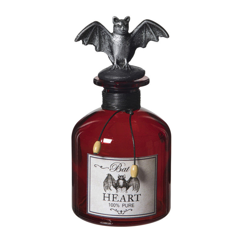 Halloween deco flesje vleermuis - ø8x15.5 cm