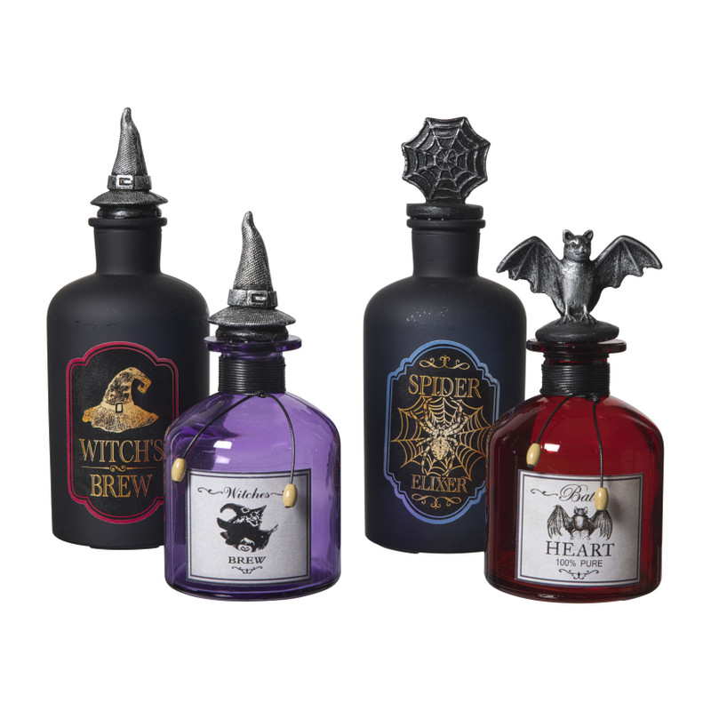 Halloween deco flesje vleermuis - ø8x15.5 cm