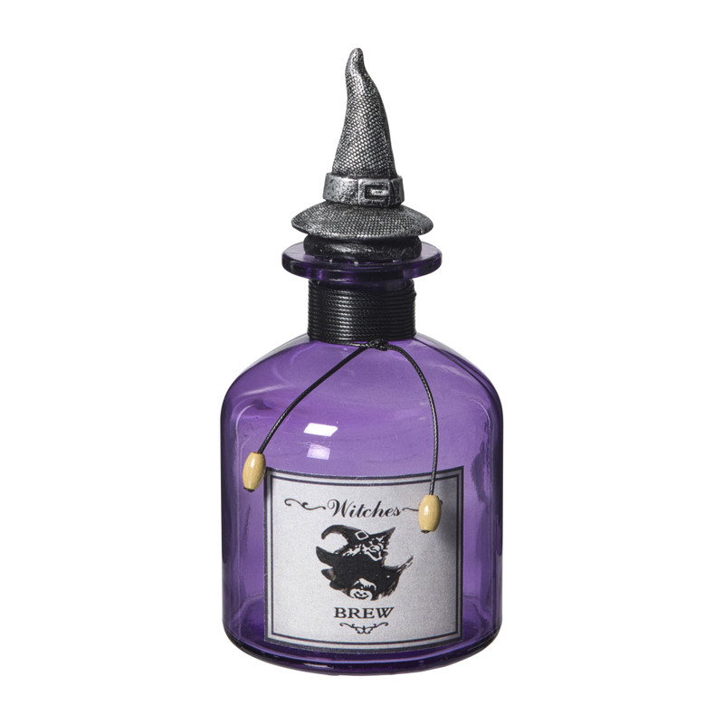 Halloween deco flesje heks - ø8x16.5 cm